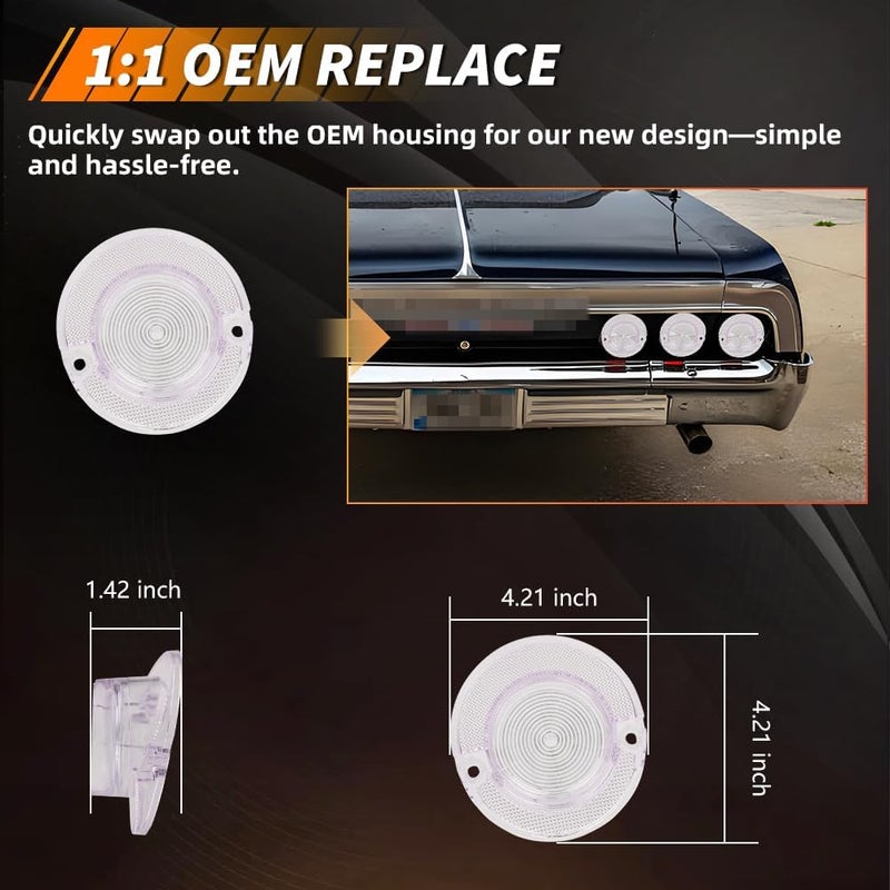 MOTRUM Tail Light Lens Compatible with Chevy Impala 1964, [DOT] [IP67 Waterproof] Tail Lamp Lens (Left + Right), Replace OEM #MO-3237, 6 PCS, Clear Lens - Image 5